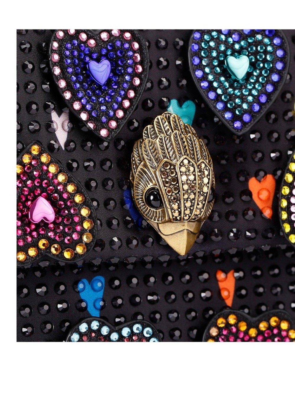 Kurt Geiger Black Multicolor Crystal Heart Crossbody Bag - Picture 5 of 17